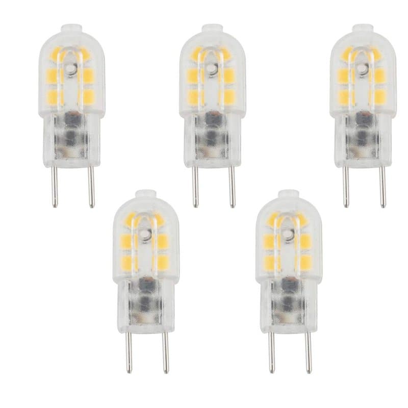 Bonlux Lot de 5 ampoules LED 3 W G6.35 AC/DC 12 V blanc chaud 3000 K Bi pin JC type GY6.35 pour lampe de bureau, accent, écran,