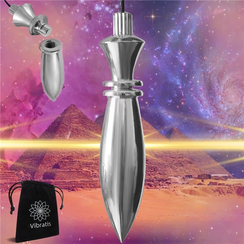 Pendule Divinatoire Égyptien Thot en Laiton Argenté | Pendule Témoin Magnétiseur Émetteur et Récepteur