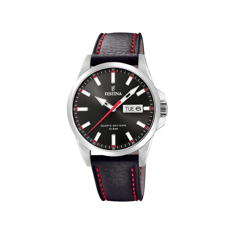 Montre FESTINA pour Homme F20358/4 Acero Clasico Boîtier en Acier Inoxydable Gris Bracelet en Cuir Noir
