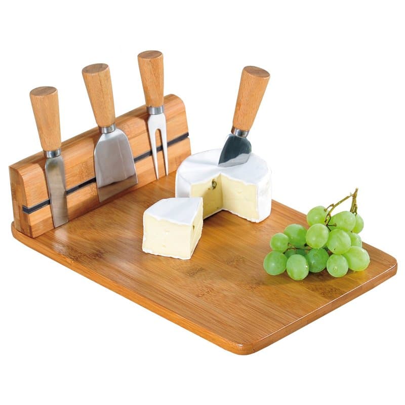 Kesper | Planche à découper à fromage avec couverts, matériau : bambou, acier inoxydable, dimensions : 30 x 20 x 8 cm, couleur :