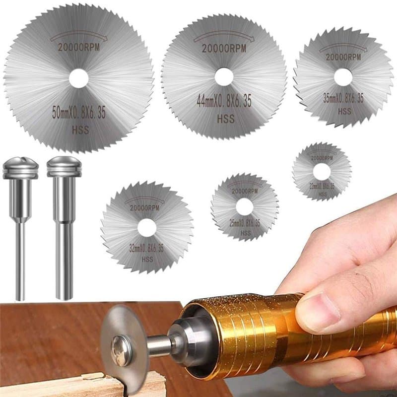 Lot de 6 lames de scie rotative pour scie à disque en acier avec mandrin de 1/8" pour Couper Bois, Plastique et Métal souple(Les