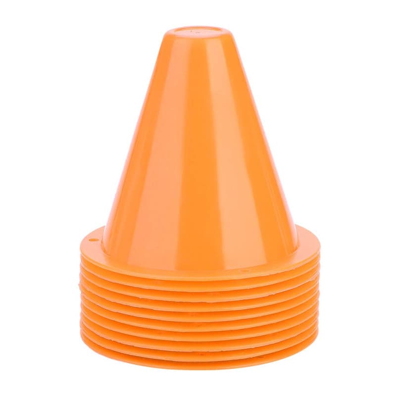 Alomejor 10Pcs Cônes de Plastique Marqueurs d'Agilité pour Entraînement Vitesse Formation Patinage Sports Orange