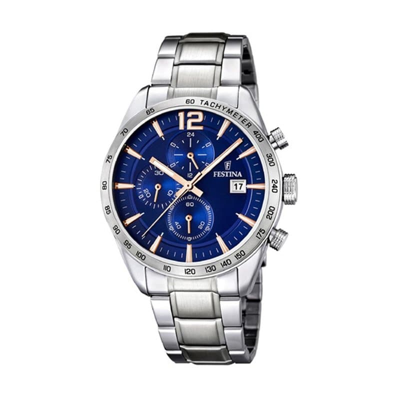 Montre FESTINA pour Homme F16759/5 Timeless Chronograph Boîtier en Acier Inoxydable Gris Bracelet en Acier Inoxydable Gris