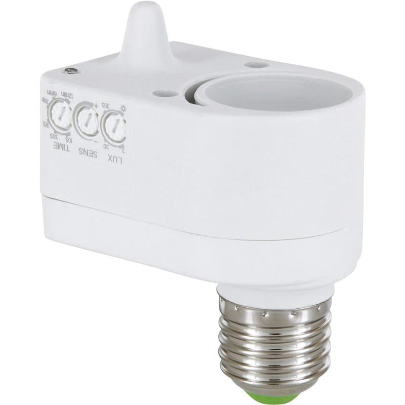 Adaptateur E27, détecteur de mouvement HF, capteur crépusculaire, compatible LED