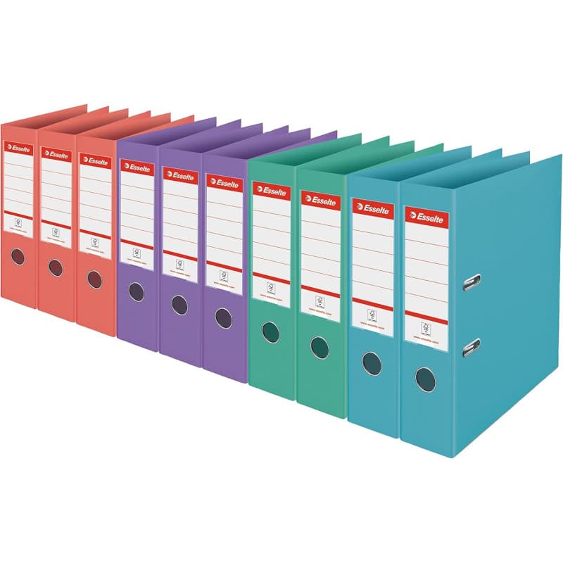 Esselte - Classeurs à Levier, Capacité 500 Feuilles, Dos de 75 mm, Classeur A4 Léger & Solide, Maison / Bureau, Motif Texturé, G