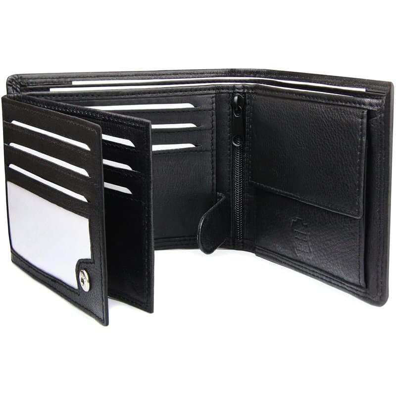 Frentree® Portefeuille pour Homme en Cuir Nappa avec Protection RFID, 12 Compartiments pour Cartes, Format Horizontal Portefeuil