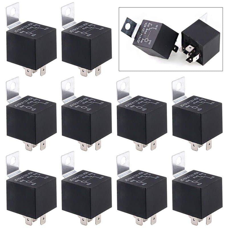 Swpeet Lot de 10 relais électriques SPDT 12 V 30/40 A 5 broches parfaits pour les installations automobiles, les systèmes sonore