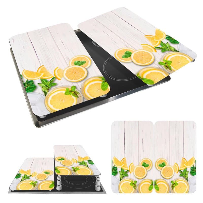 WENKO Protection Plaque de Cuisson Citrons en Verre trempé | pour Toute Plaque | Couvre Plaque de Cuisson, Planche à découper, E