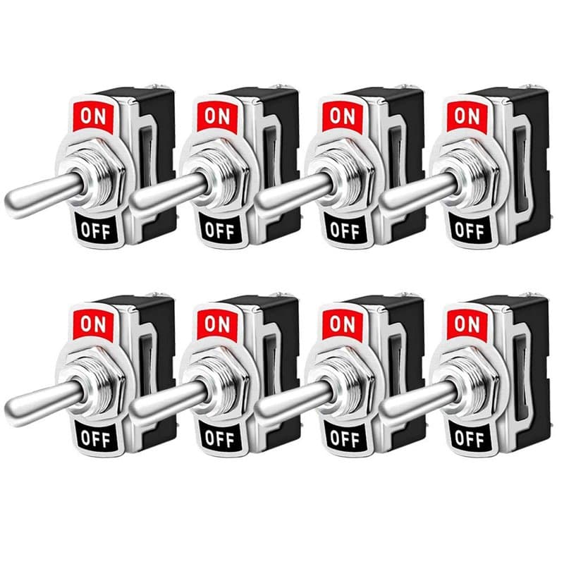 FULARR 8Pcs Professionnel Voiture Commutateur à Levier, ON-OFF 2 Positions 2 Broches SPST Métal Interrupteur Bascule, pour Batea