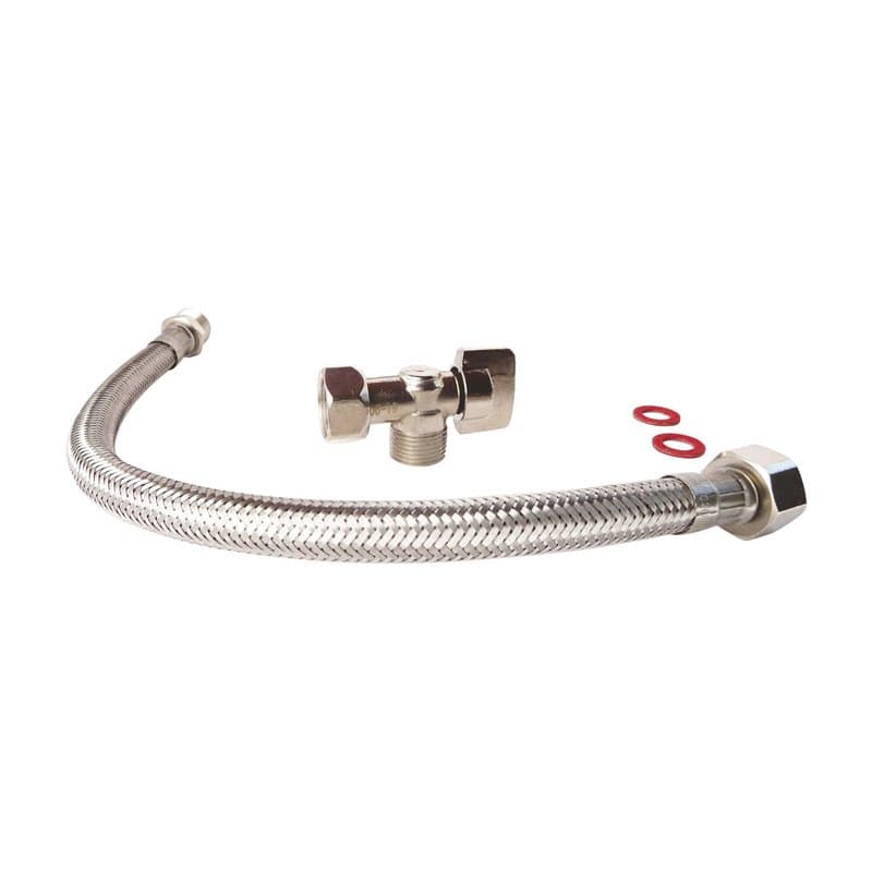 SOMATHERM FOR YOU - Kit de raccordement WC complet avec un robinet de WC équerre 1/4 de tour nickelé 12/17 (3/8''), un flexible