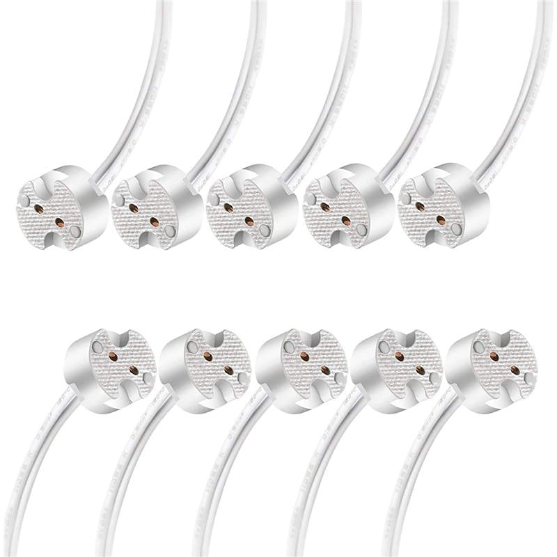 Torkase Lot de 10 douilles halogènes à incandescence G4, GU5.3 MR16, MR11 GZ4 GY6.35 avec connecteur de prise à incandescence LE