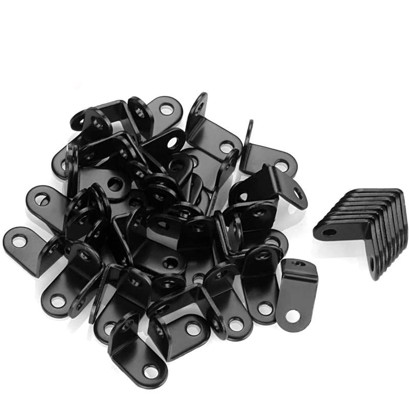 Équerres de Fixation 1"x1"x0.6", STARVAST 50PCS Équerre Angle,Support en Forme de L Noir Équerre pour Étagère en Bois, Armoire,