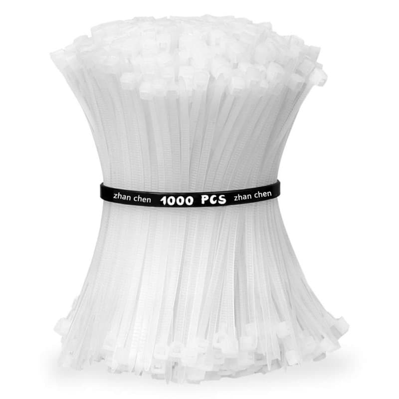 Collier Rilsan Zip Ties 100mm x 3mm Attaches Câble Résistant aux UV et à la Chaleur Blanche Lot de 1000 Pièces