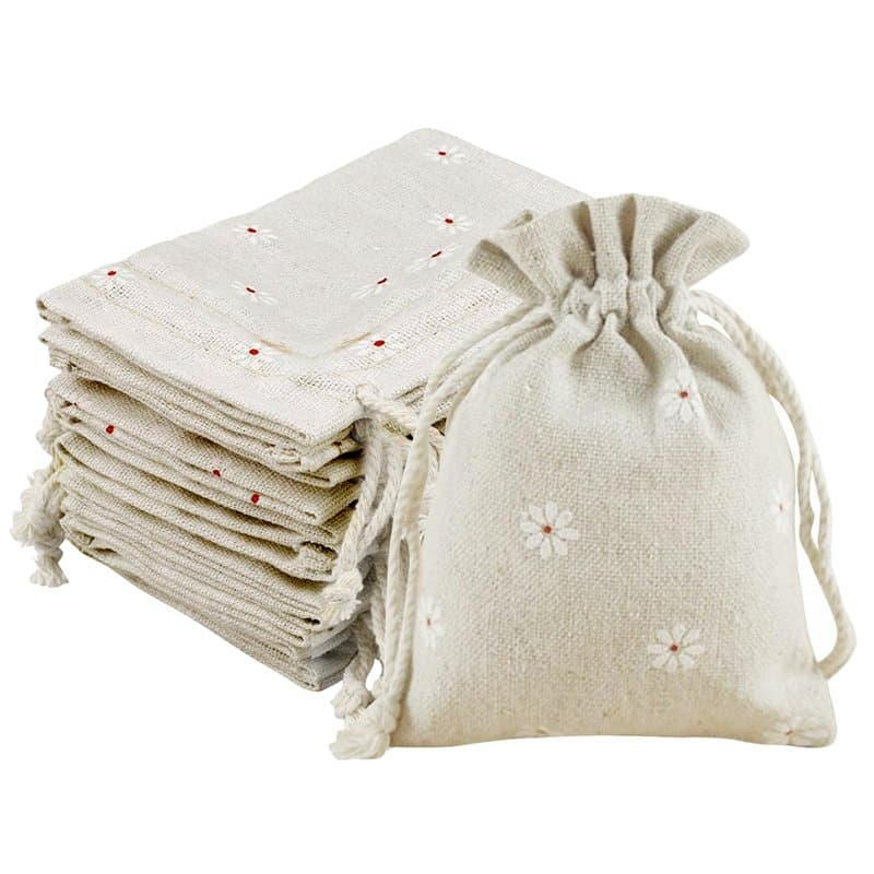 LHKJ Lot de 20Pcs Pochettes Sachets en Lin Chanvre Sachets en Jute avec Cordon