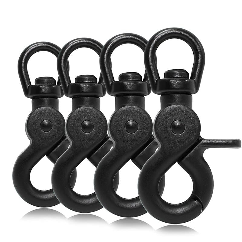 Ganzoo © Lot de 4 mousquetons ciseaux avec tête pivotante pour laisse de chien - En acier allié - Longueur : 61 mm - Convient ég