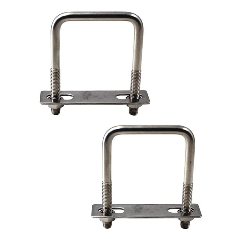 Lot de 2 boulons d'ancrage carrés en U en acier inoxydable 304 M8 x 50 x 100 mm
