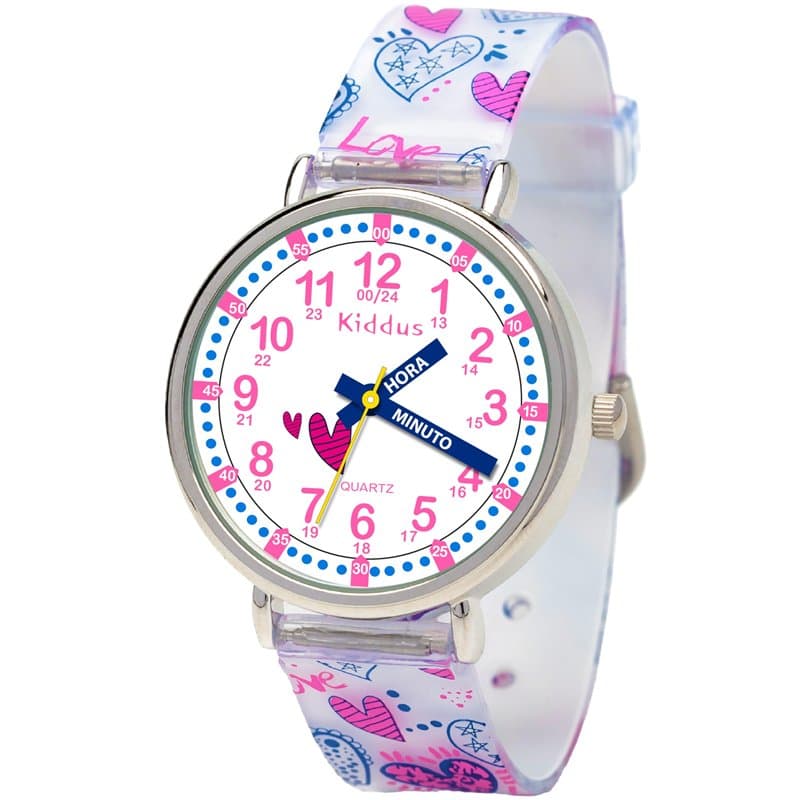 Kiddus Montre Bracelet Éducative pour Enfants, garçon. Time Teacher Analogique avec Exercices. Facile d’Apprendre à Lire l’Heure