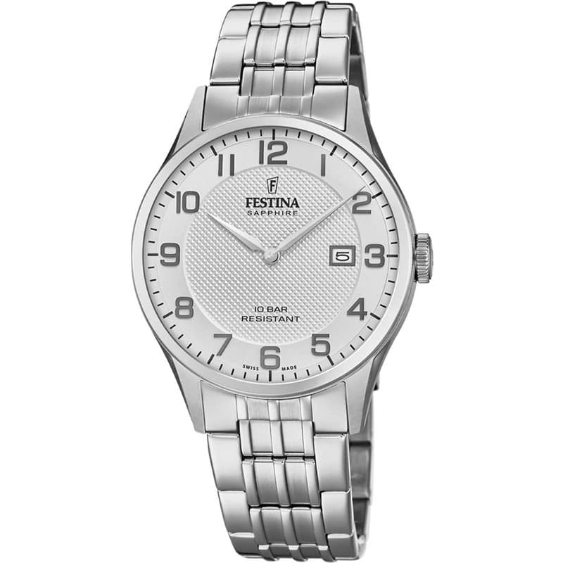 Festina Montre pour Homme F20005/1 Swiss Made Boîtier en Acier Inoxydable Gris Bracelet en Acier Inoxydable Gris