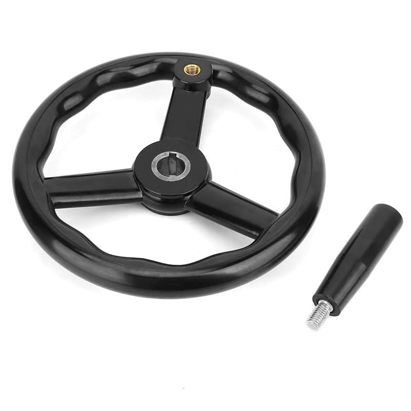 Volant à Main 250 * 25mm Volant à Tour à 3 Rayons en Bakelite Anti-Dérapant Noir avec Poignée pour Machine-Outil Roue à Main pou