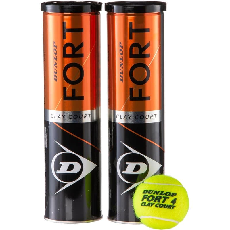 Dunlop Fort Clay Court Lot de 2 boîtes de 4 balles de Tennis pour Terrain de Sable, pelouse et Terrain Dur