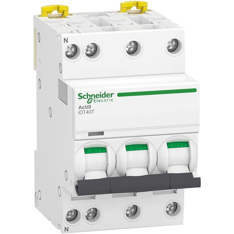Schneider Electric - Acti9 iDT40T - disjoncteur modulaire - 3P+N - 32A - courbe D - 4500A/6kA - A9P32732