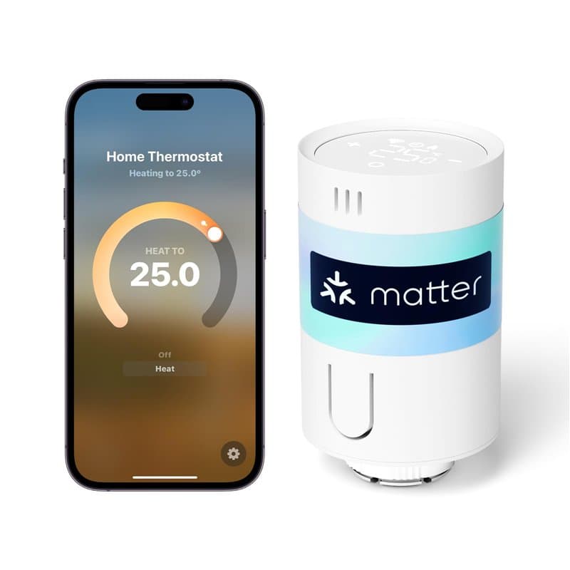 Meross Matter Thermostat Connecté nécessite Un hub supplémentaire, Tête Thermostatique, Thermostat Radiateur, Commande Vocale Al
