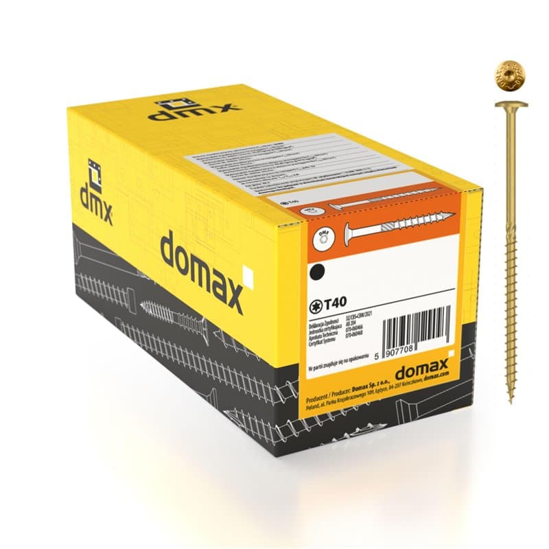 DMX - Lot de 200 vis à tête plate 5 x 60 - Vis pour construction - Vis à bois - Pour panneaux d'aggloméré - Vis à tête plate - T
