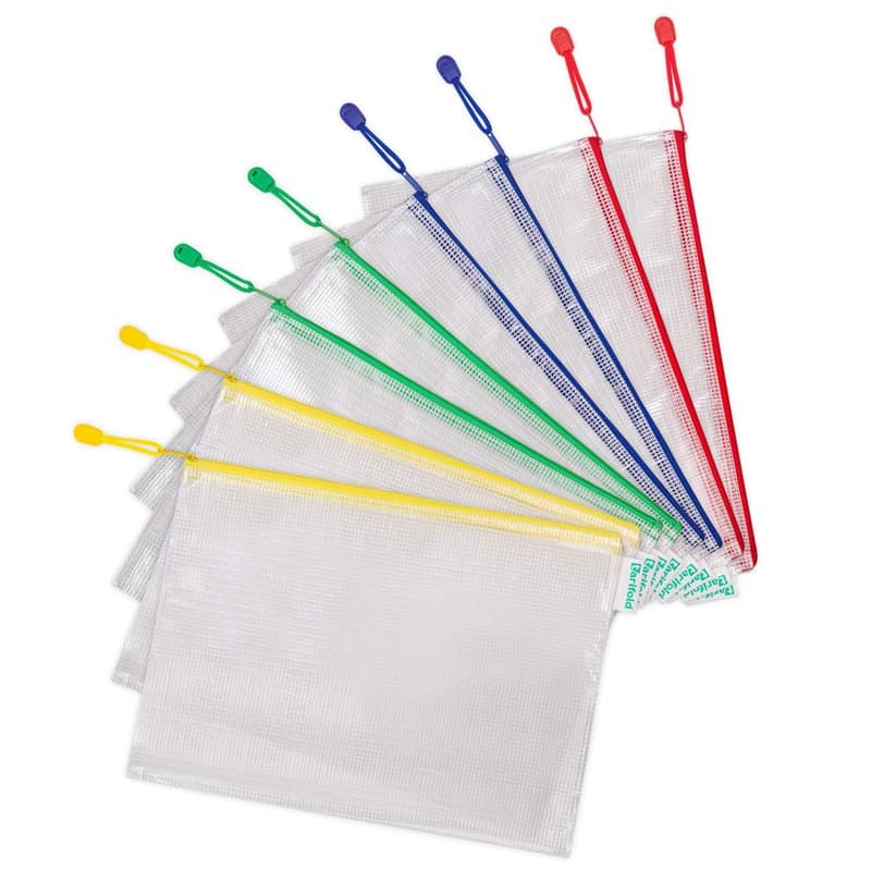 Tarifold Fr 509009- Lot de 8 Pochettes Plastique A4 Zip, Fermeture éclair Document Chemises transparentes Dossier pour Bureaux,