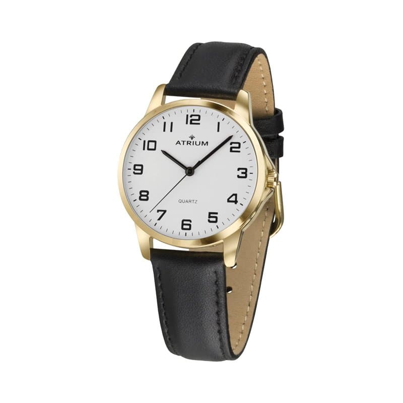Atrium A37-20 Montre-bracelet à quartz pour femme - Bien lisible -Doré - étanche 3 bars - Bracelet en cuir