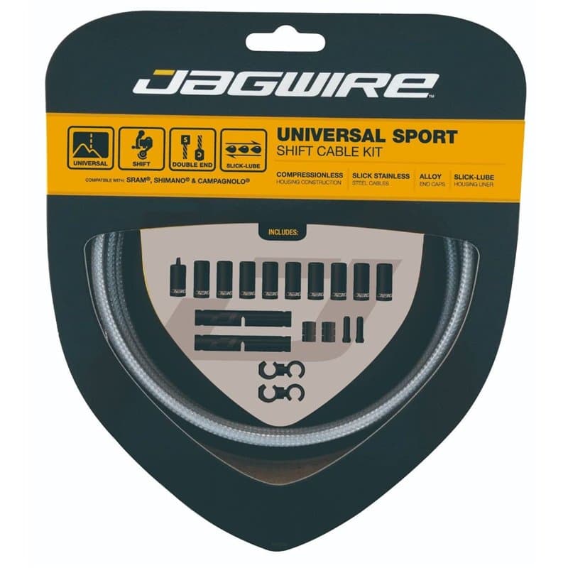 Jagwire 2X Sport Shift Kit Gaines et câbles de dérailleur Adulte Unisexe, Argent, Taille Unique