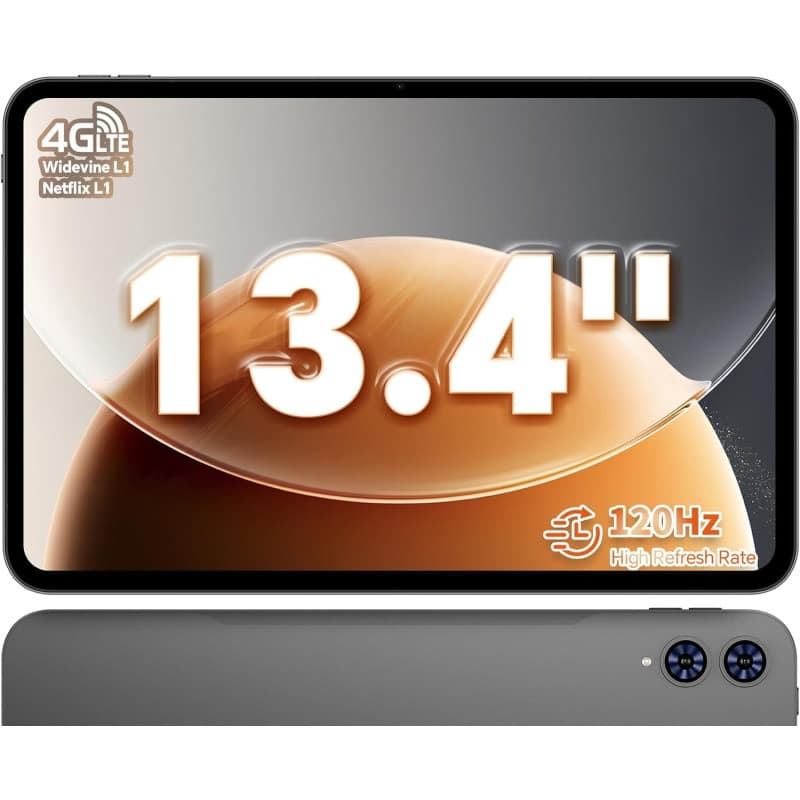 TECLAST T65 Tablette 13.4 Pouces 120Hz Tablette Android 15, Dual SIM 4G LTE+5G WiFi, 2.2GHz Octa-Core, 20Go RAM+128Go ROM(TF 4TB