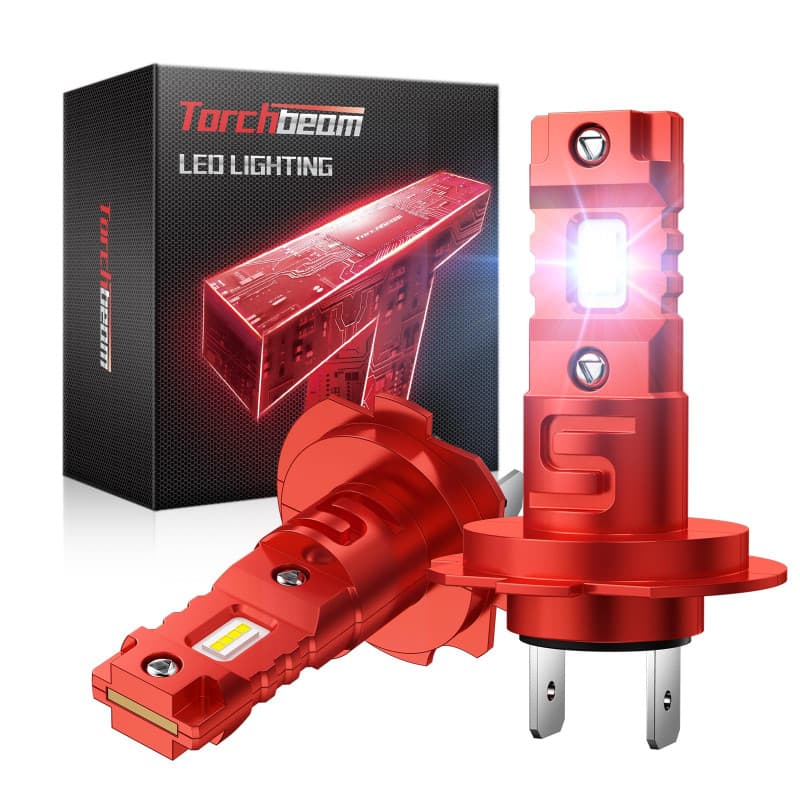 Torchbeam Ampoules LED H7, 16 Puces 6500K 300%, Ampoule H7 LED, 20000LM Phares pour Voiture et Moto, Pour Halogènes, 1:1 Mini De