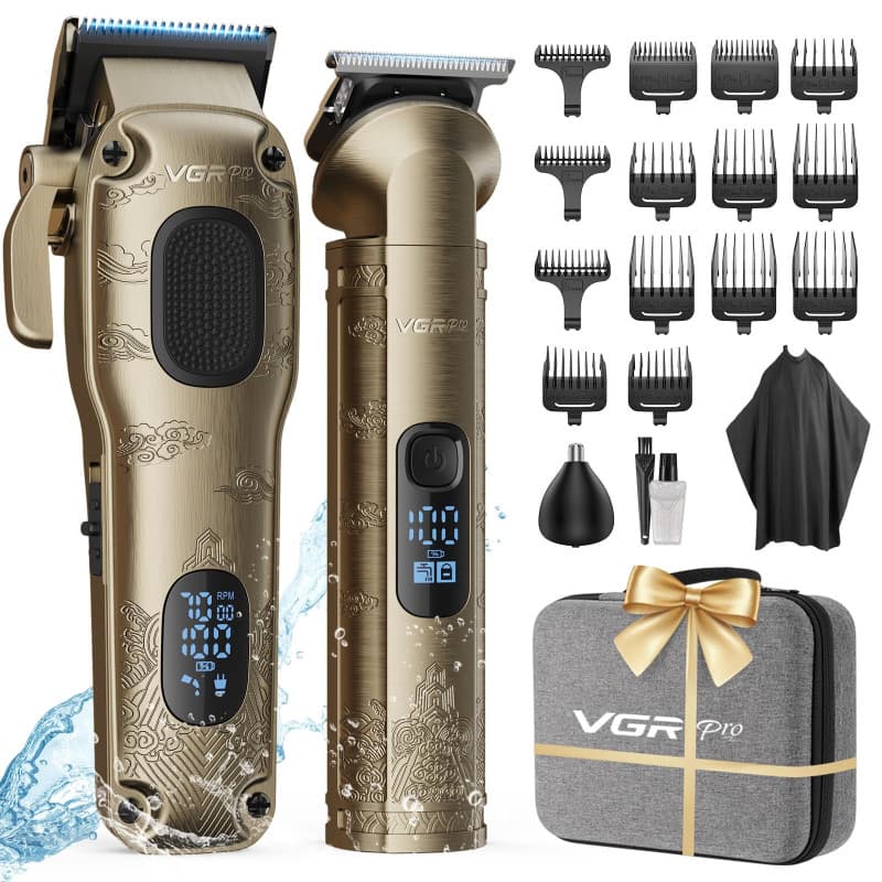 Vgrpro Tondeuse Cheveux Hommes Professionnelle, Tondeuse Cheveux Sans Fil pour Coupe de Cheveux, Kit Tondeuse et T-lames Trimmer