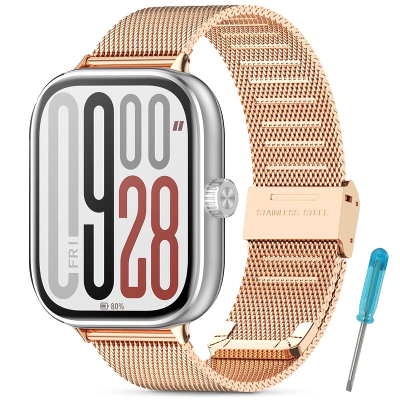 WindRen Métal Bracelets Compatible avec Xiaomi Redmi Watch 5/Xiaomi Redmi Watch 4/Xiaomi Mi Band 8 Pro, Acier Inoxydable en Méta