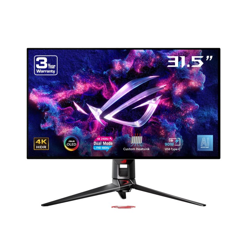 ASUS ROG Swift OLED PG32UCDP 32", 4K 240Hz ou FHD 480Hz, 0,03 ms (GTG), G-Sync®, dissipateur Thermique, OLED Care, AI Assistant,