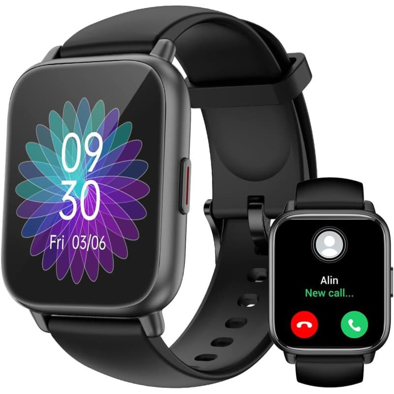 RUIMEN Montre Connectée Homme Femme avec Appel Bluetooth Smartwatch avec Podometre Cardiofrequencemetre Oxymetre Montre Sport po