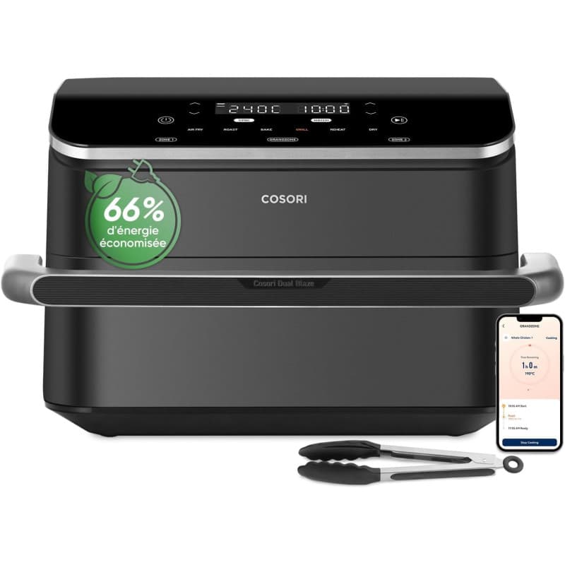 COSORI Air Fryer 10L Twinfry, Friteuse sans Huile 6-en-1, Airfryer à Dual Zone Avec Séparateur Amovible, Double Résistance, Gran