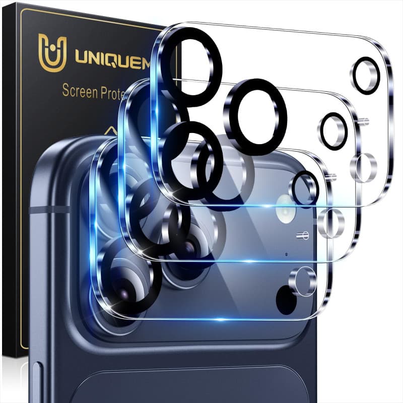 UniqueMe pour iPhone 17 Pro Max Caméra Arrière Protecteur - Ultra HD Caméra Protection, 9H Dureté, Ultra Résistant Film Verre Tr