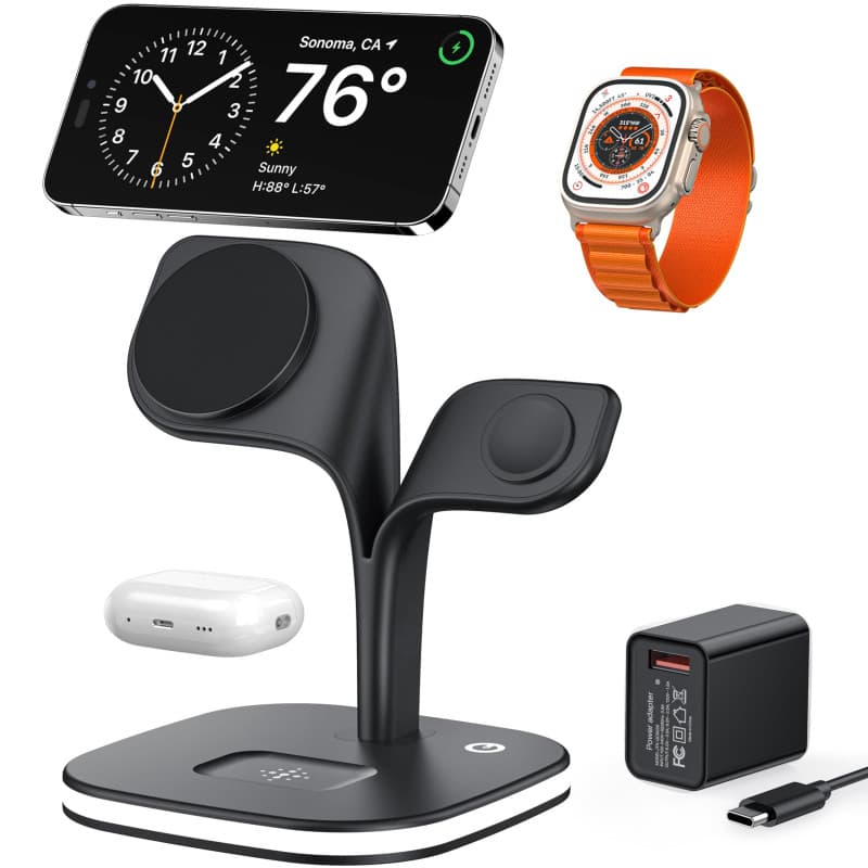 EXW Mag-Safe Chargeur Induction, Station de Charge sans Fil Rapide Compatible Magnétique, Appareils Multiples pour iPhone 17 16