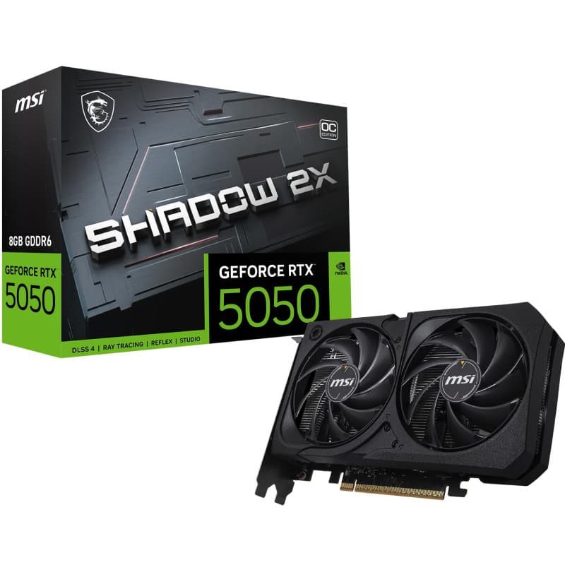 MSI NVIDIA GeForce RTX 5050 8G Shadow 2X OC Carte Graphique - 8 Go GDDR7 (20 GB/s /128 Bits), PCIe 5.0 - Double Ventilateur (2X