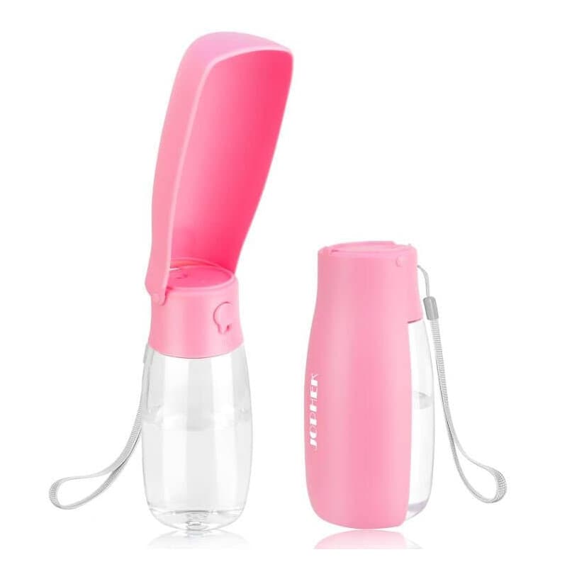 JOPHEK 550ML Bouteille d'eau pour Chien Chat, Distributeur d'eau Portable Gourde avec Bouton Lock et Filtre à Charbon Actif Conv