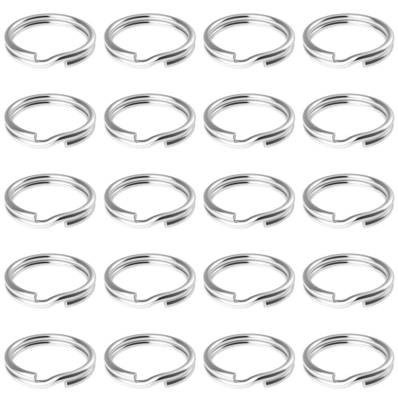 Uniclife 100 Pack Anneaux Porte Clé 20mm Split Porte Clef Mini Split Jump Ring Porte Cle avec Double Boucles Petits Anneaux en M