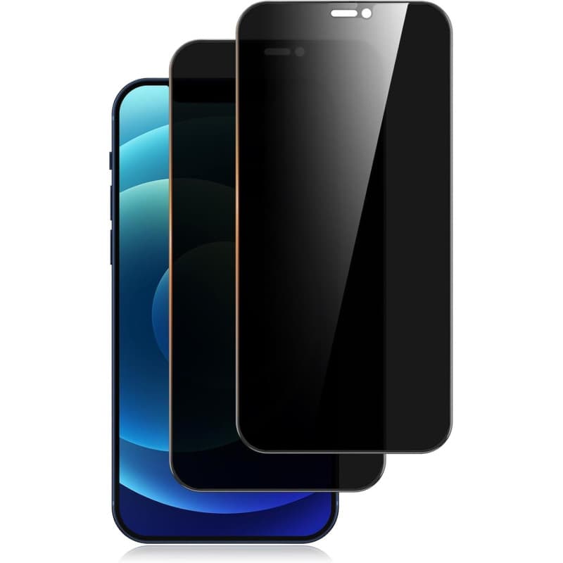 Yisica 2 Pièces Protection d'Écran Anti-Espion pour iPhone 12/iPhone 12 Pro avec Protection d'Objectif de Caméra, Film en Verre