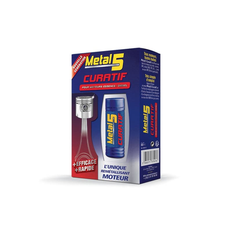 METAL 5 – Remétallisant Curatif – 80 ML/Prolonge la Durée de Vie et Rétablit Les Performances de Votre Moteur