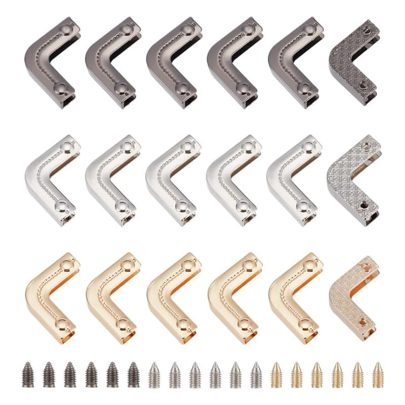 WADORN 18 Sets Ensembles de Boucles Décoratives pour Bord de Sac à Main, 3 couleur Protecteur de Bord de Sac à Main Clip Coin de