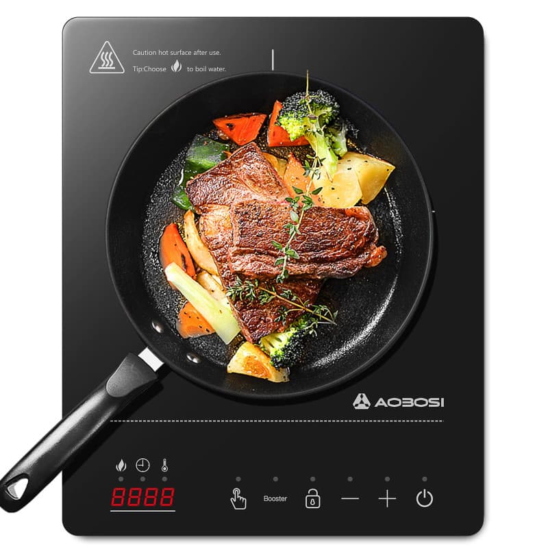 Aobosi Plaque Induction, Plaque a Induction avec Corps Ultra-mince Portable (32 * 26 * 4.2), 20 Niveaux de Puissance et de Tempé