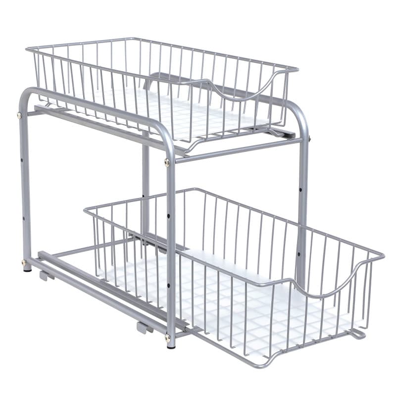 SONGMICS Organiseur de Cuisine, Étagère sous Évier, 2 Paniers Coulissants, Empilable, pour Rangement dans Placard, sous Lavabo,