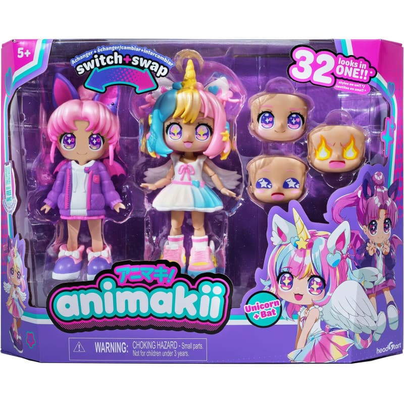 Poupée Personalisable - BANDAI - Animakii - HEA26348 - Licorne et Chauve Souris