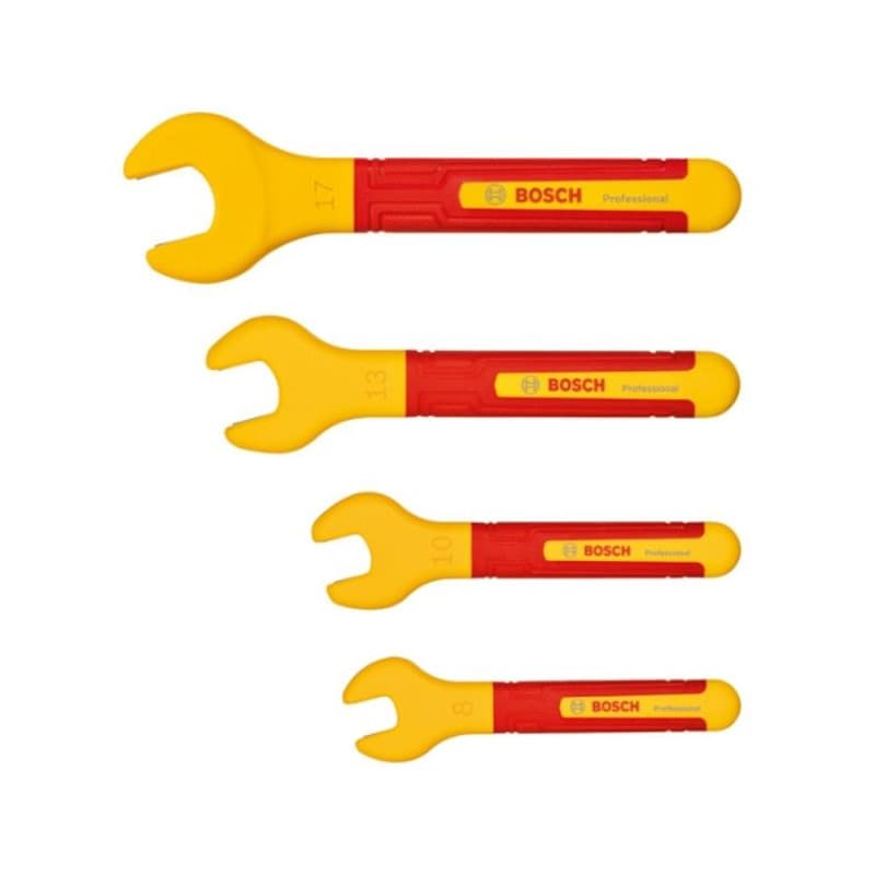 Bosch Professional set de clés plates VDE (avec 4 clés plates : 8 mm, 10 mm, 13 mm et 17 mm, certifiées jusqu'a 1 000 V)