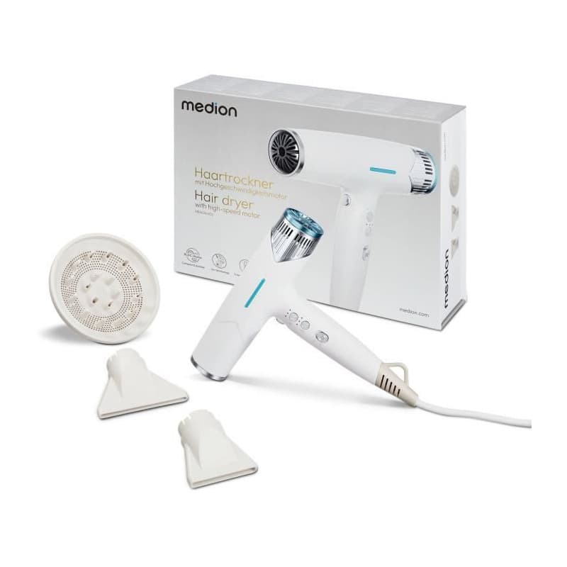 Seche-cheveux - MEDION - MD19984 - 1500 W - 3 vitesses - 105°C - Blanc